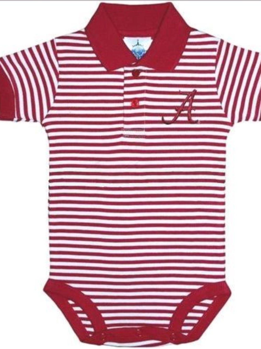 Red and White Striped Polo One-Piece Bodysuit for Kids